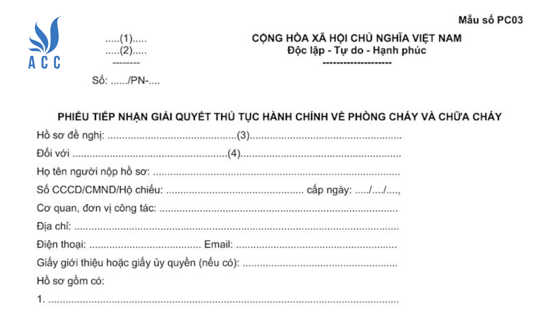 Mẫu số PC03