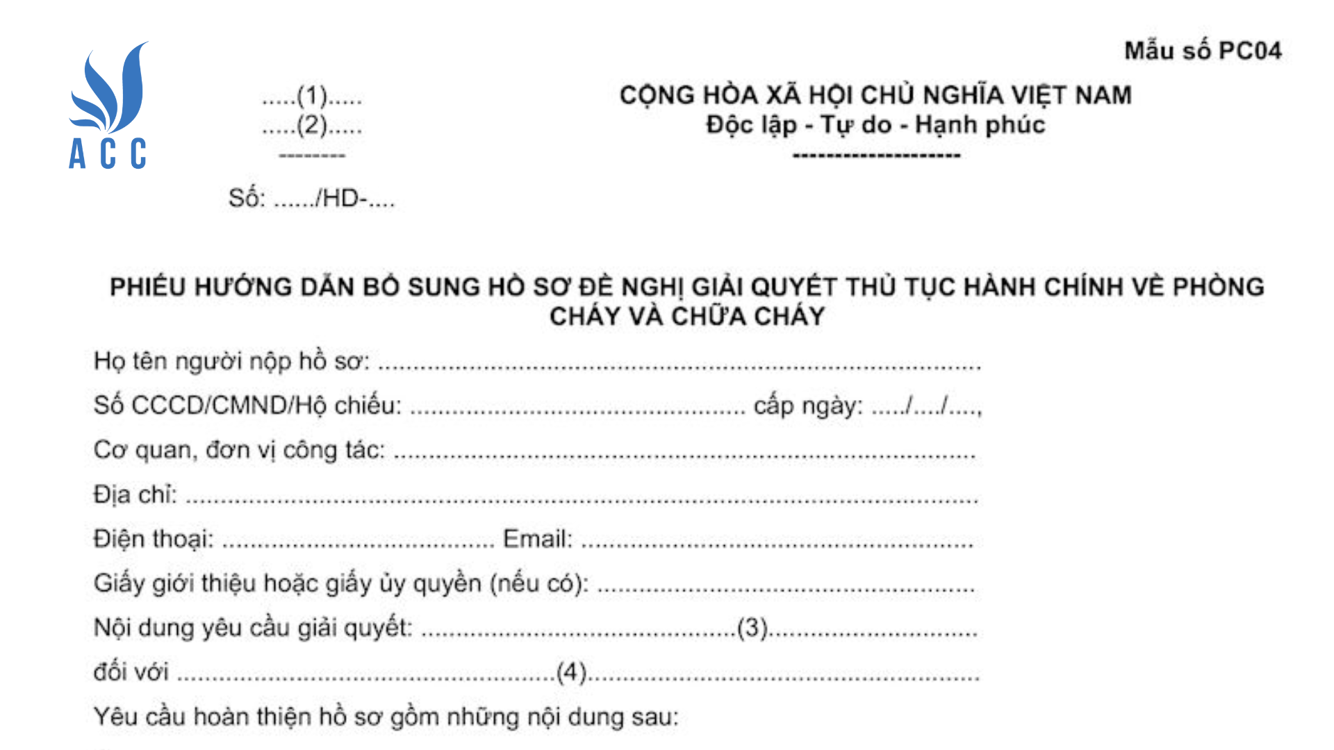 Mẫu số PC04