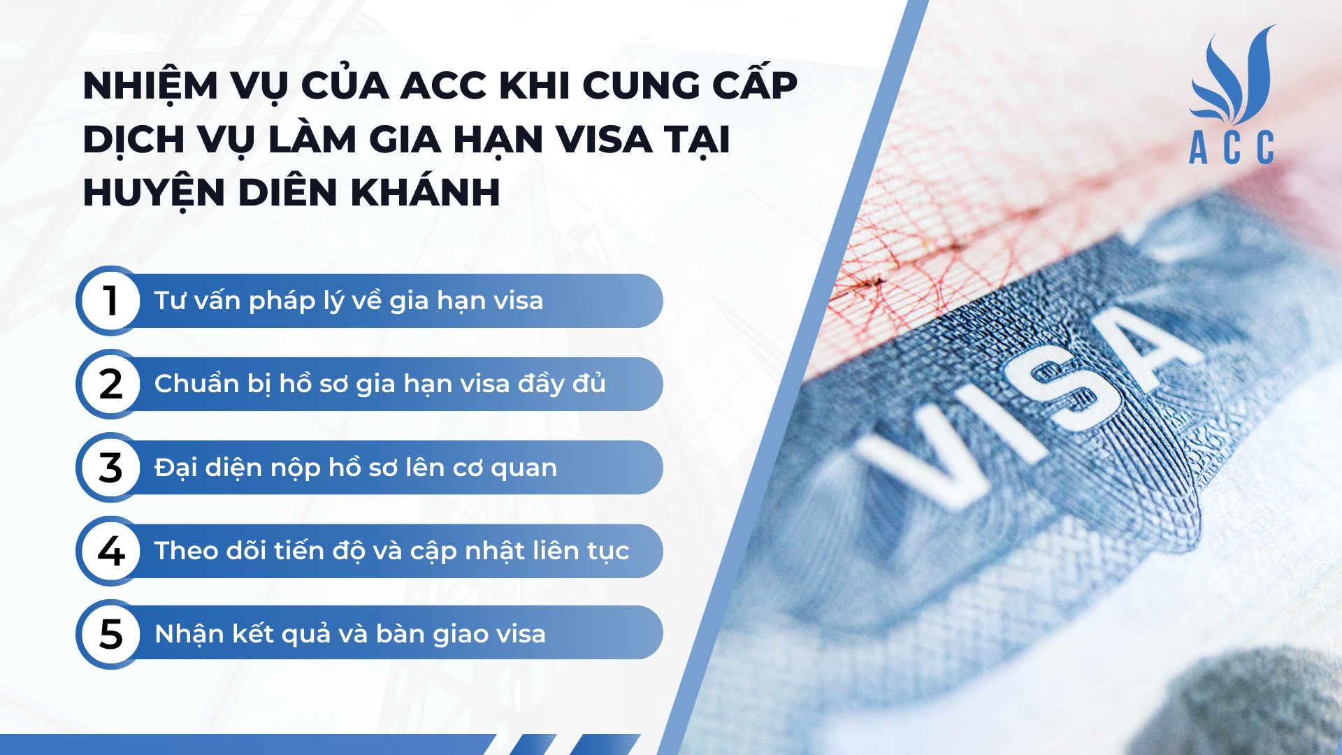 Nhiệm vụ của ACC khi cung cấp dịch vụ làm gia hạn visa tại huyện Diên Khánh