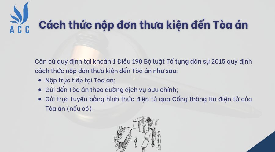 Cách thức nộp đơn thưa kiện đến tòa án