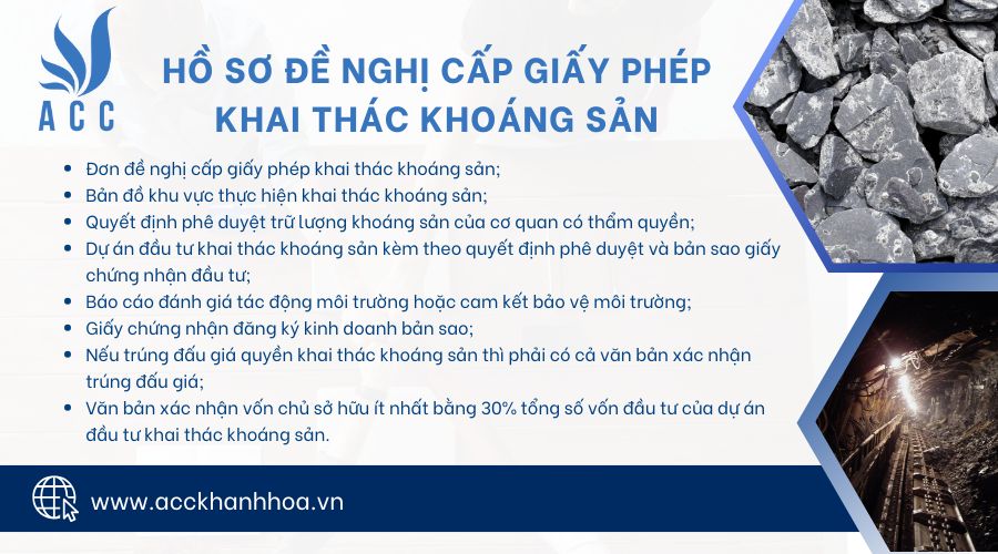 Hồ sơ đề nghị cấp giấy phép khai thác khoáng sản