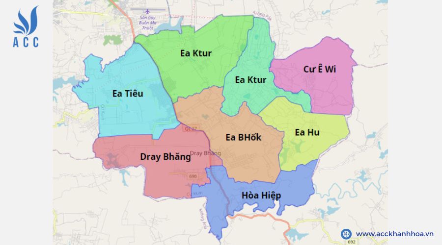 Bản đồ địa giới hành chính Huyện Cư Kuin