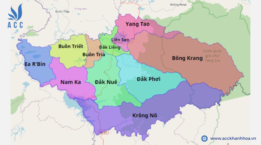 Bản đồ địa giới hành chính Huyện Lắk